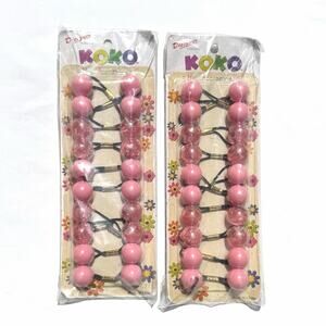 Koko Twinbead Bubble Ponytail Holders Pink 2 Packs 20 Each